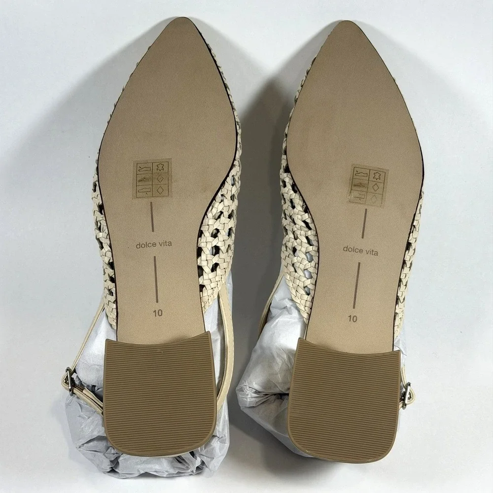 Dolce Vita Size-10M Birdie Off White Woven‎ Slingback Flats